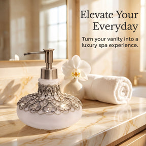 Oriana Grace LB 23736D modern decorative bathroom lotion dispenser, 9 oz, handmade soap dispenser with stylish design.