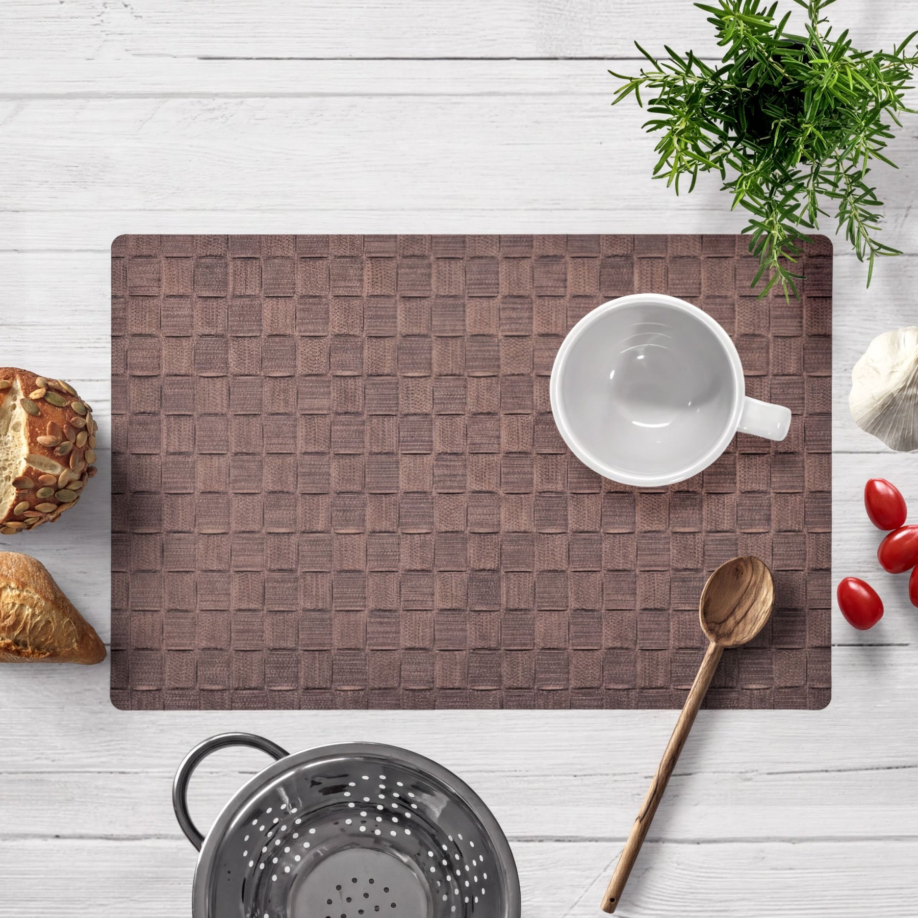 Set of 4 and 6 PVC placemats from 618EVA-7-3-4, featuring colorful, textured plastic surface for dining protection and decoration.
