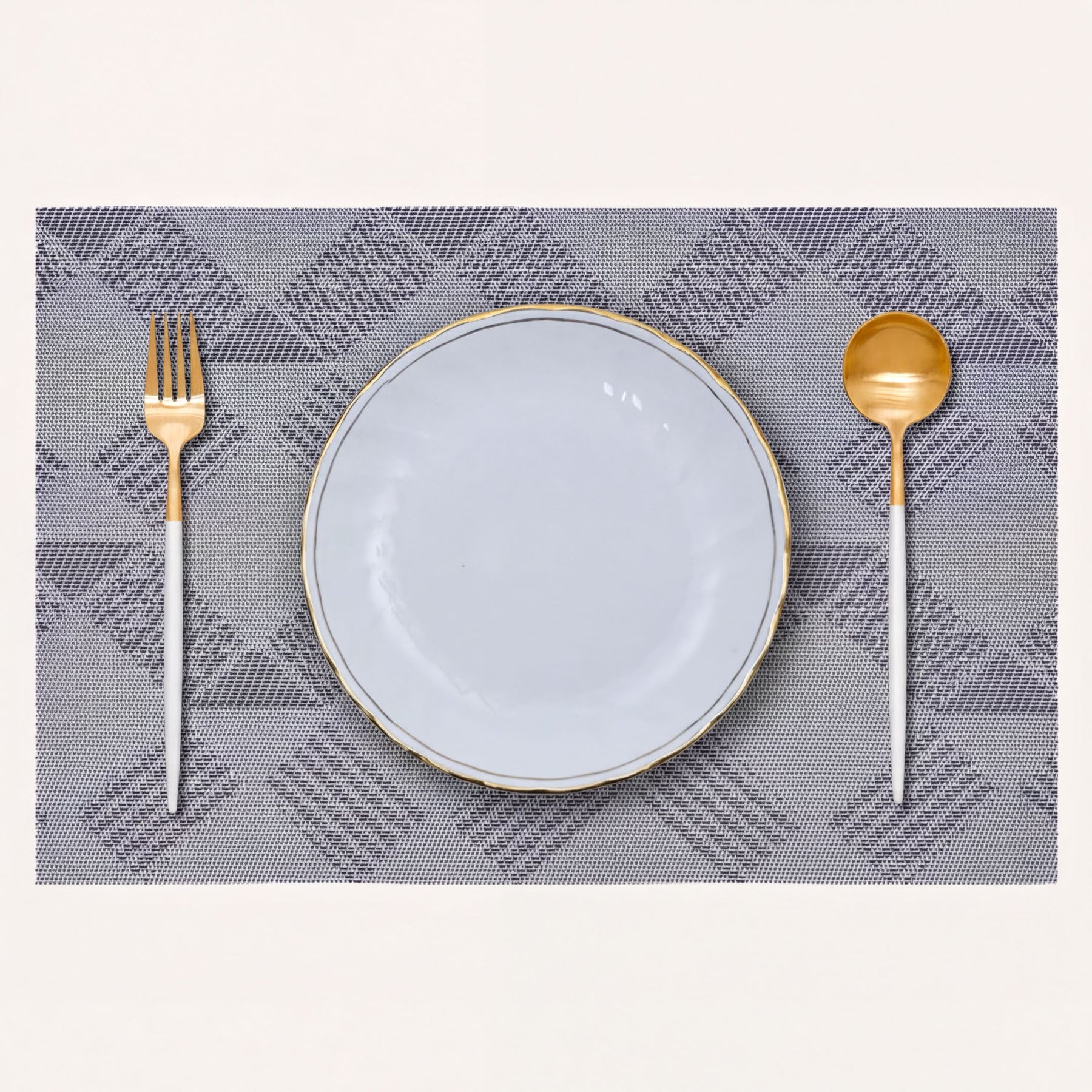 Set of four PVC placemats for dining tables, durable and easy to clean, ideal for protecting surfaces during meals.