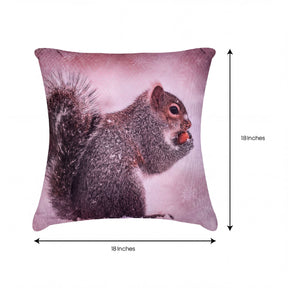 Set of 2 or 4 WINTER 6-4 squirrel printed throw pillow covers, 18x18 inches, featuring woodland animal design.