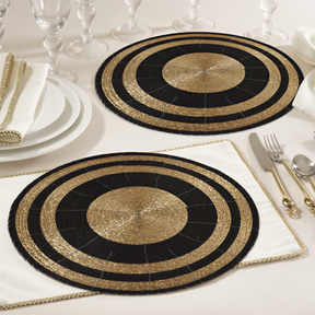 Set of four BD 023 014 The Aidan beaded placemats featuring intricate beaded design for elegant table setting.