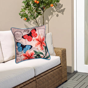 Set of four LD20180010162-4 butterfly printed throw pillow covers showing colorful butterfly designs on fabric.