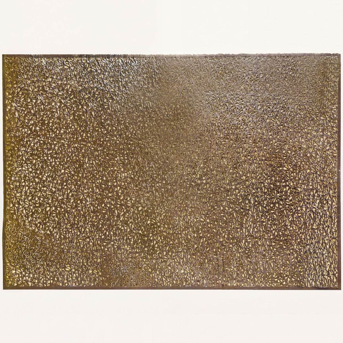 Set of 6 gold PVC cut-out placemats with intricate designs, perfect for protecting surfaces and enhancing table decor.