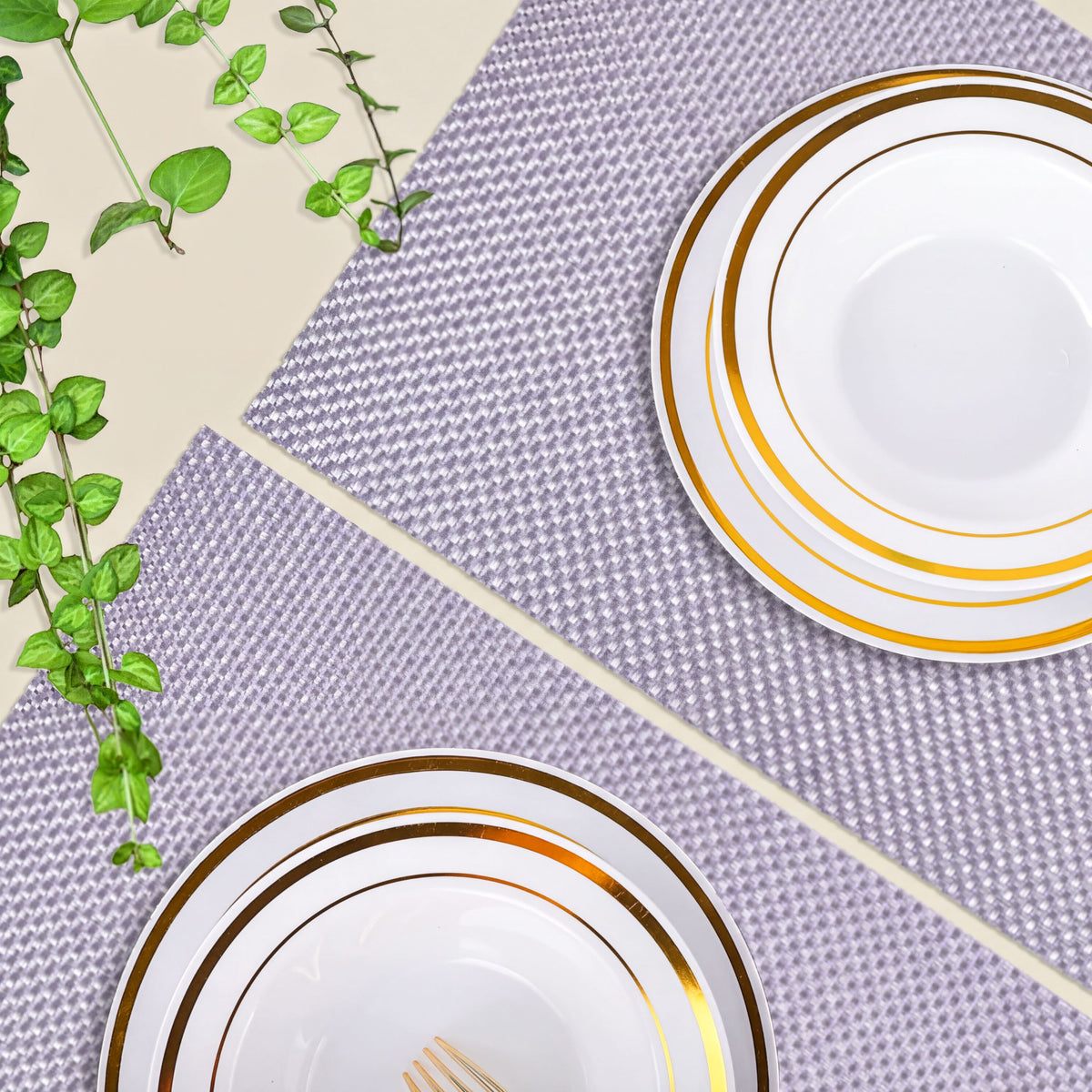 Set of four PVC placemats for dining table by 44339, featuring durable, colorful surface for protecting and decorating your table.