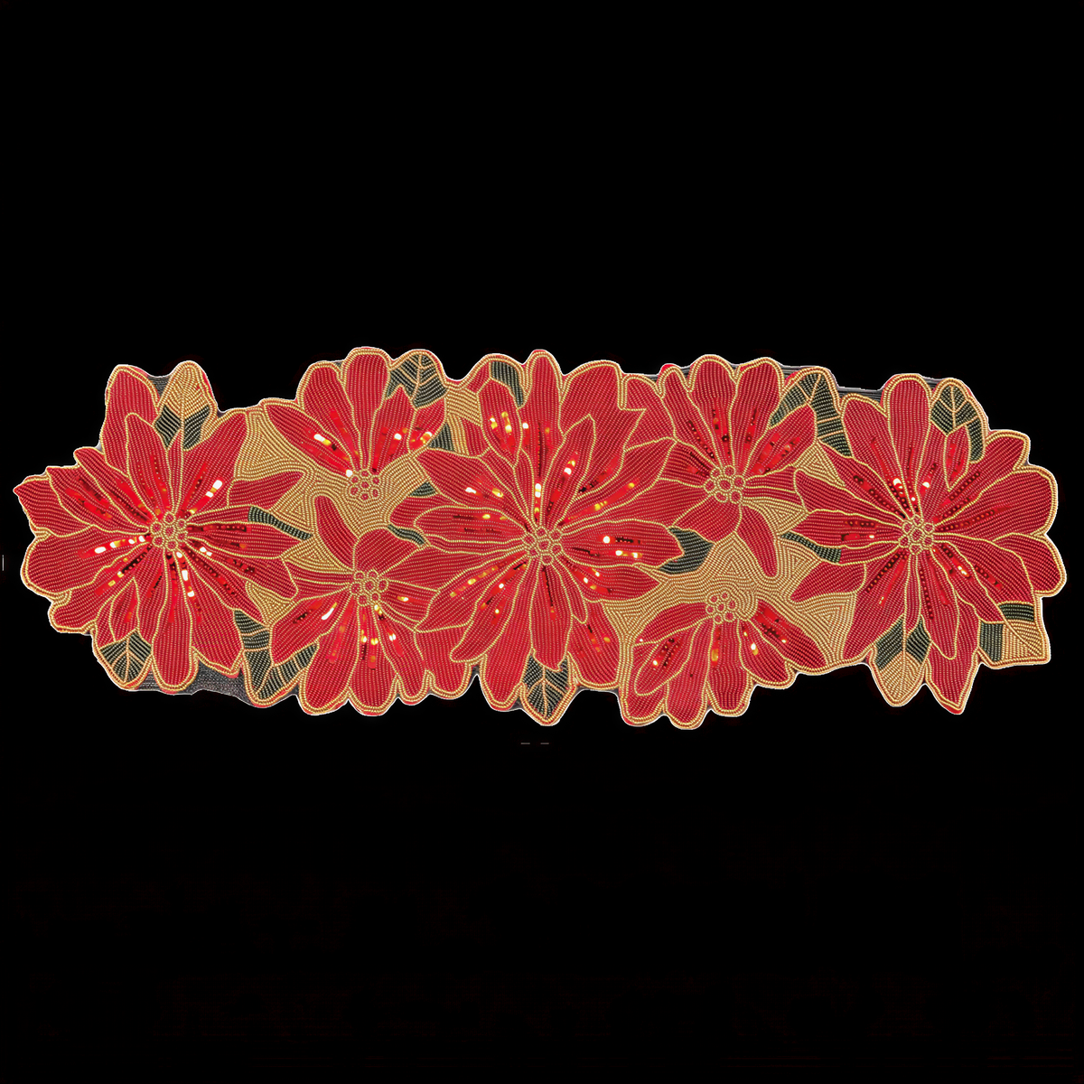 Beaded Christmas Red table runner by RNR CM 20-1, featuring festive red beads on a fabric runner for holiday decor.