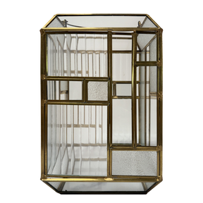 Gold Metal Frame and Glass Candle Holder Lantern - Decozen