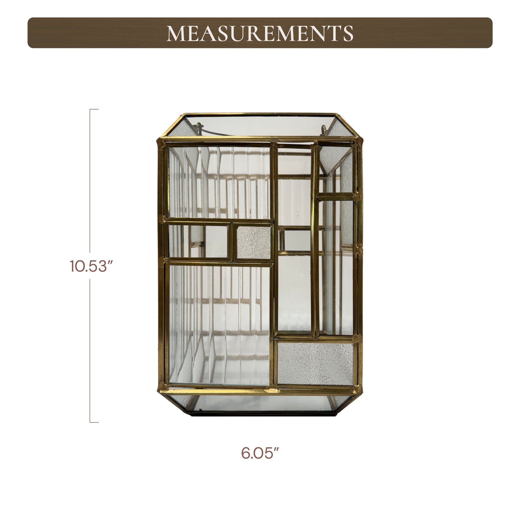 Gold Metal Frame and Glass Candle Holder Lantern - Decozen