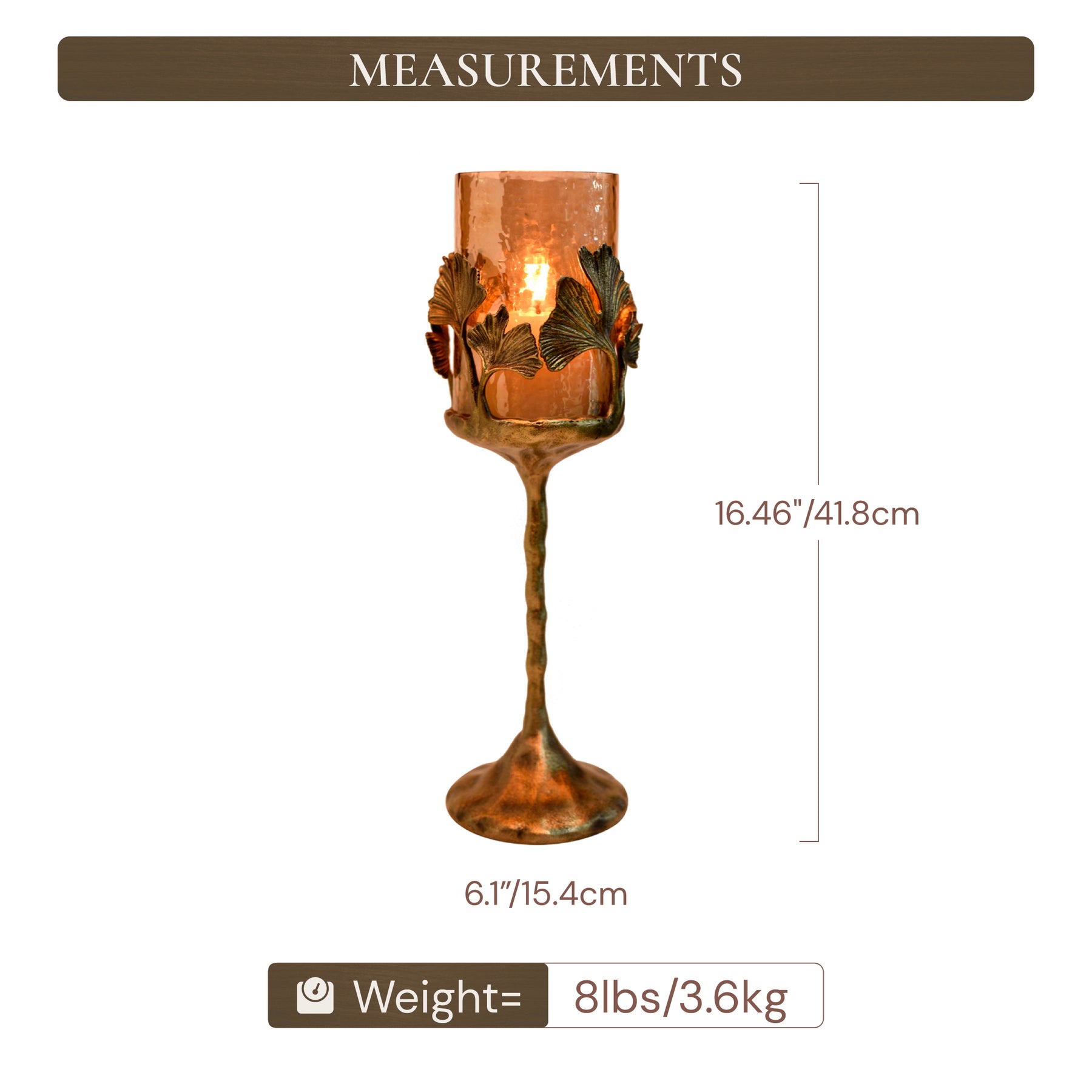 Gold Finished Candle Holder with Glass - Decozen