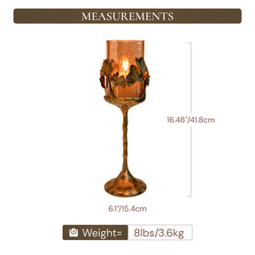 Gold Finished Candle Holder with Glass - Decozen