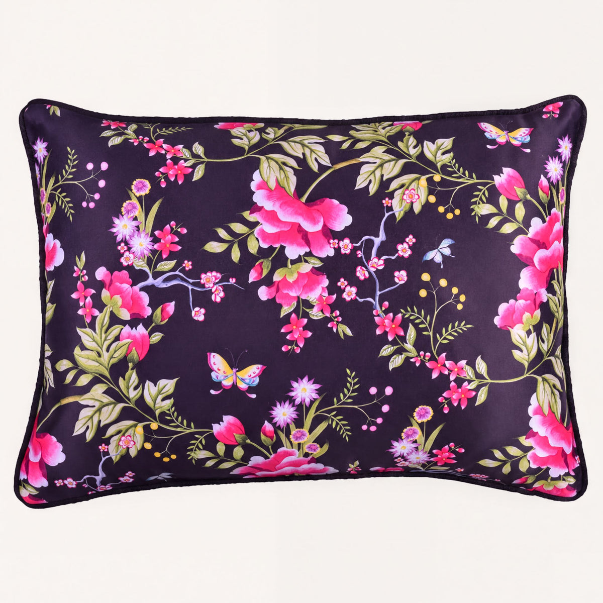 Floral printed throw pillow cover, 14 x 20 inches, showing vibrant floral design on soft fabric for cozy home decor.