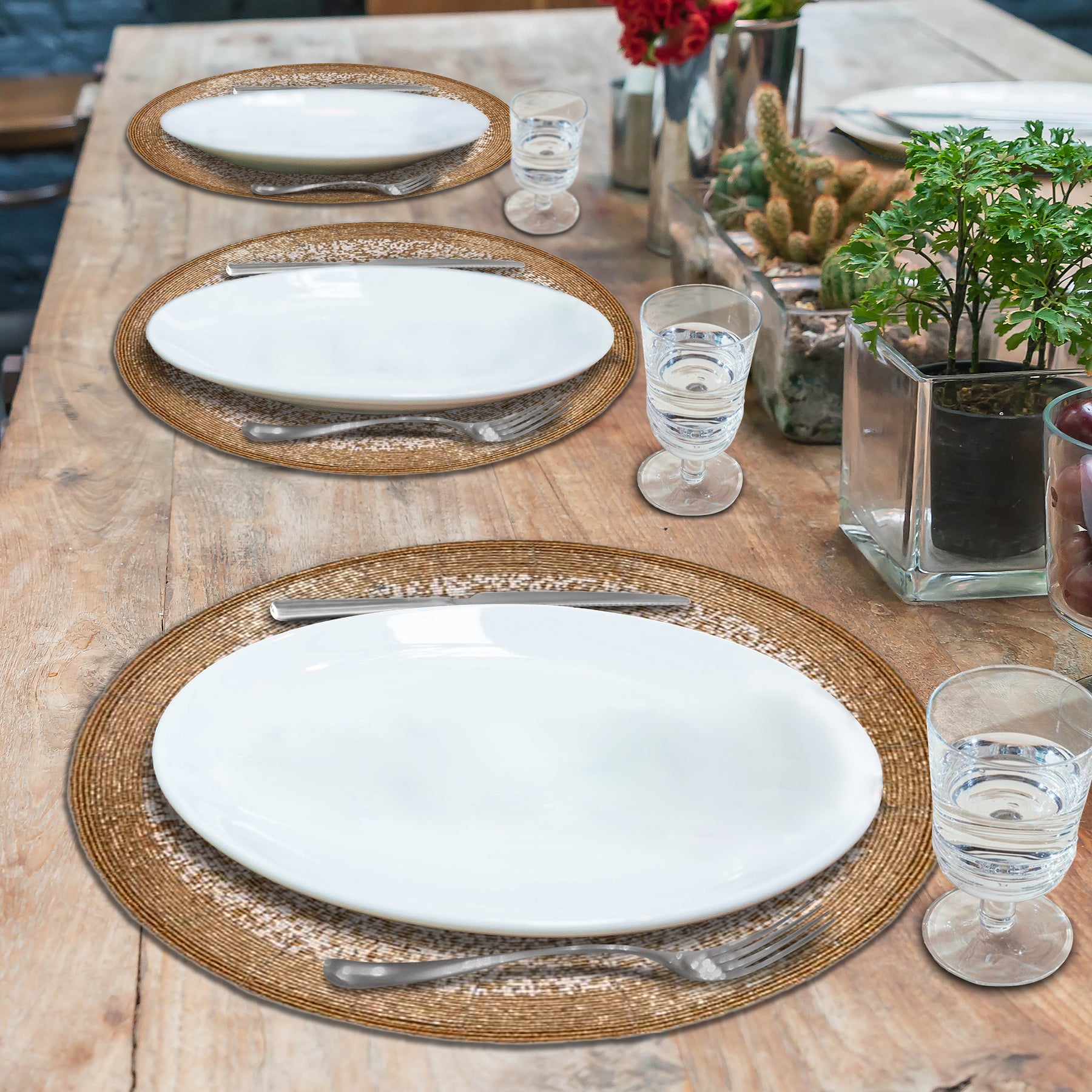 Golden Tatro – Beaded Placemats, The Tatro Collection Elegant Decorative Dining Table Accent 14 inch - Decozen