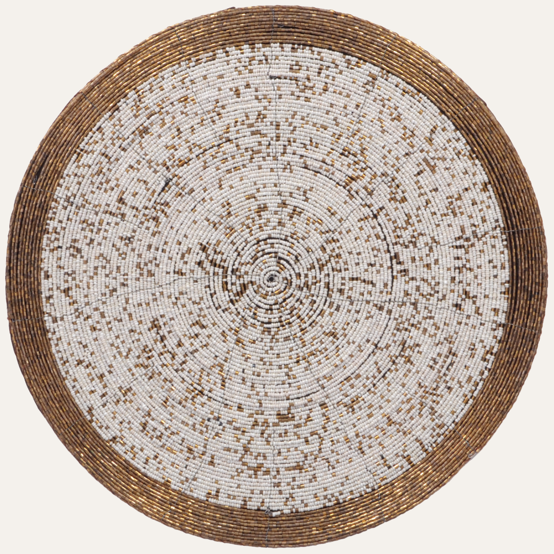 Golden Tatro – Beaded Placemats, The Tatro Collection Elegant Decorative Dining Table Accent 14 inch - Decozen