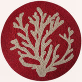 Set of two Radiant Charm embroidered beaded placemats in stylish red, 14-inch decorative table décor for elegant dining.