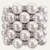 Set of four Pearl Majesty ZWZ-18-306 silver pearl crystal napkin rings, decorative dining table accent with luxurious design.