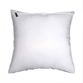 A plain white pillow with a zipper closure.