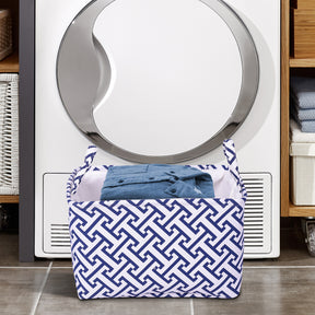 Blue White Laundry Hamper and Storage Bin - Set of 3 - Decozen