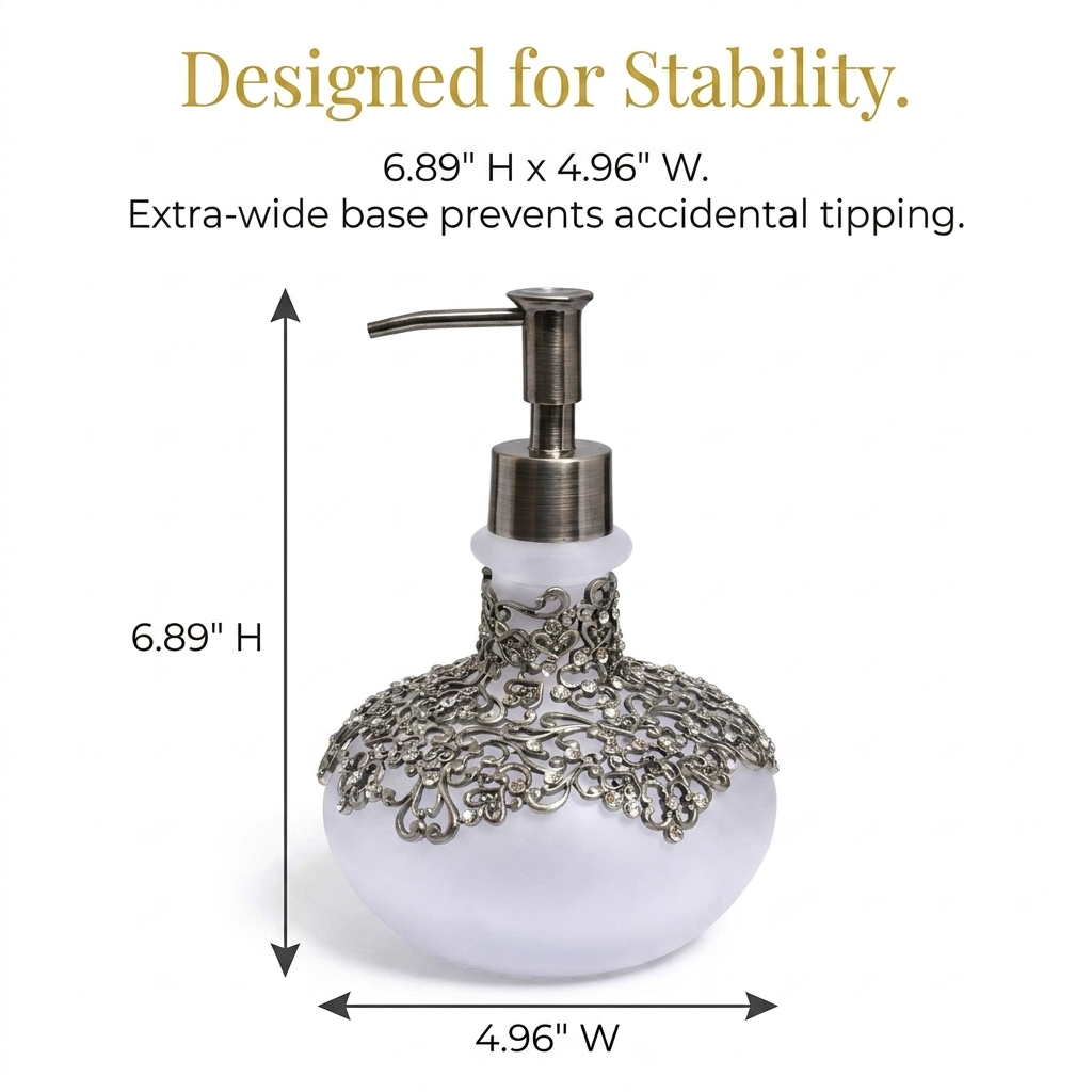 Elegant Haven LB 22725 modern decorative lotion dispenser with a handmade design, ideal for bathroom decor and gifting.