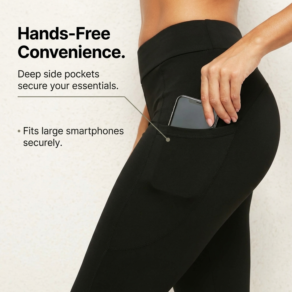 Yogazen Women's High-Waist Seamless Leggings with Side Pockets – Tummy-Control Tights