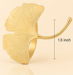 Auric Bloom – Napkin Rings in Gold Leaf Design, Stylish Decorative Dining Table Accent