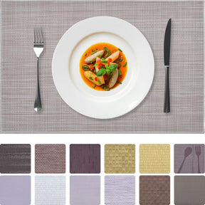 Set of PVC placemats from 618PVC-1-2-4, featuring four or six durable, colorful placemats for dining table protection.