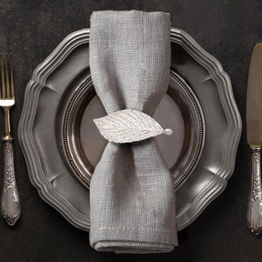 Silver Leaf napkin rings by YGC-002 featuring elegant silver leaf design for decorative dining table décor.