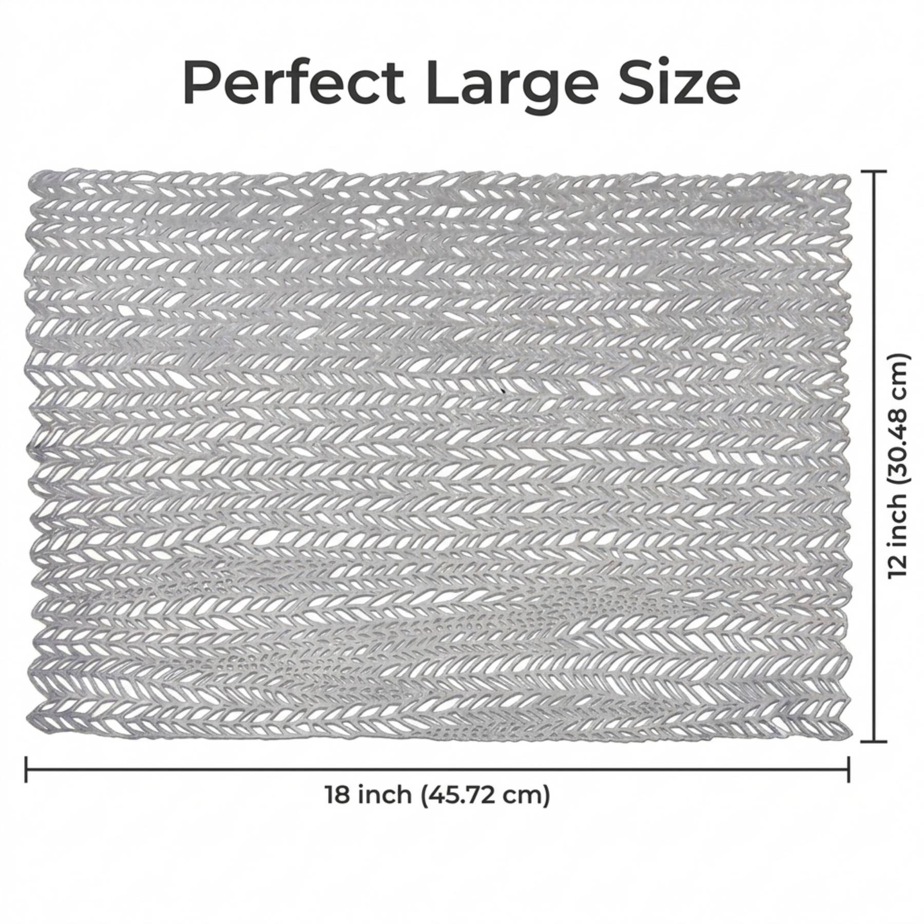 Set of six AMF032-SLV PVC cut out placemats with decorative cut-out patterns, ideal for dining table protection and style.