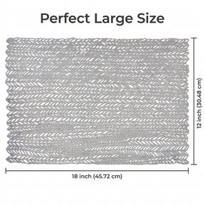 Set of six AMF032-SLV PVC cut out placemats with decorative cut-out patterns, ideal for dining table protection and style.