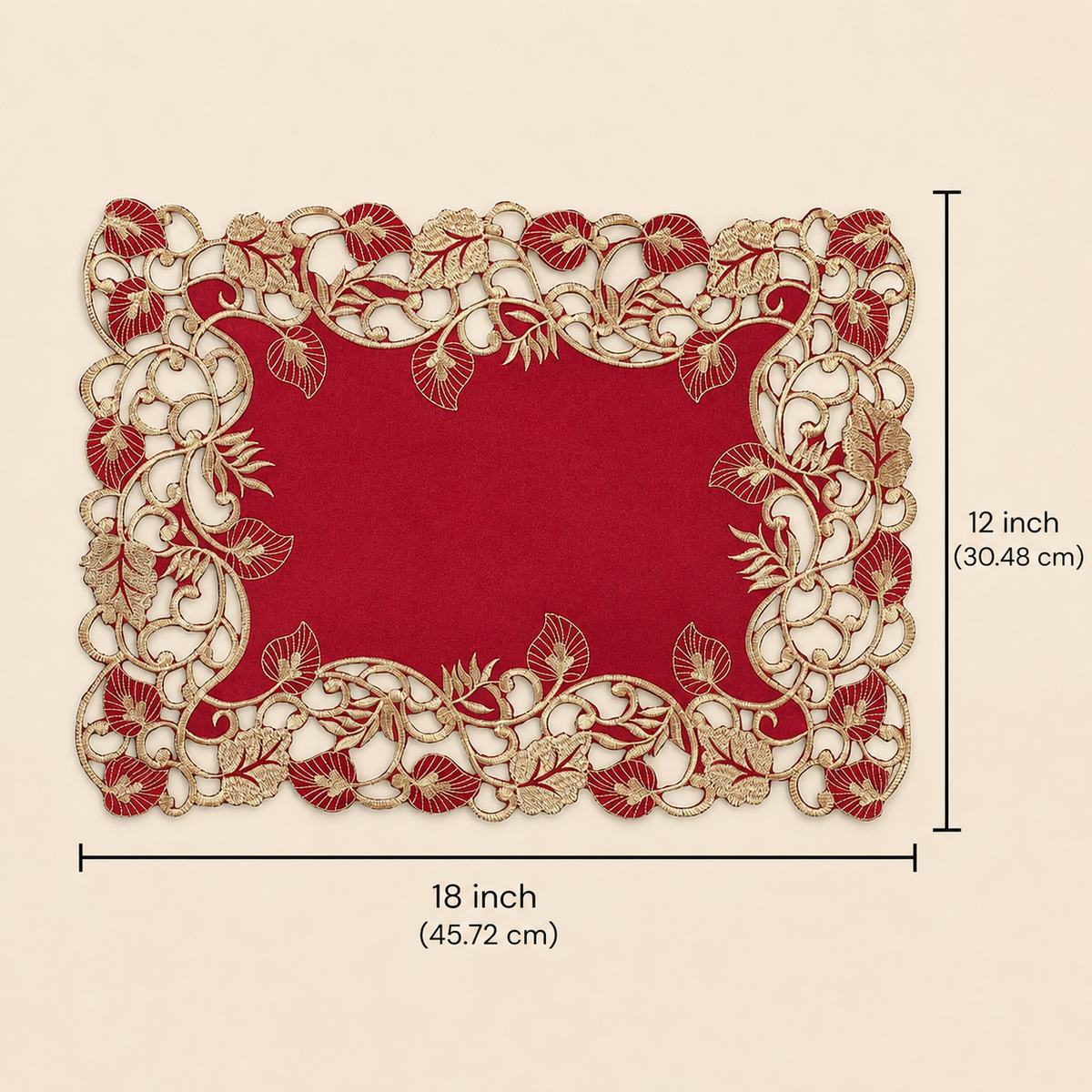 Royal Garnet – Burgundy Gold Table Placemats, Tarantino Collection Elegant Dining Décor 12*18 inch