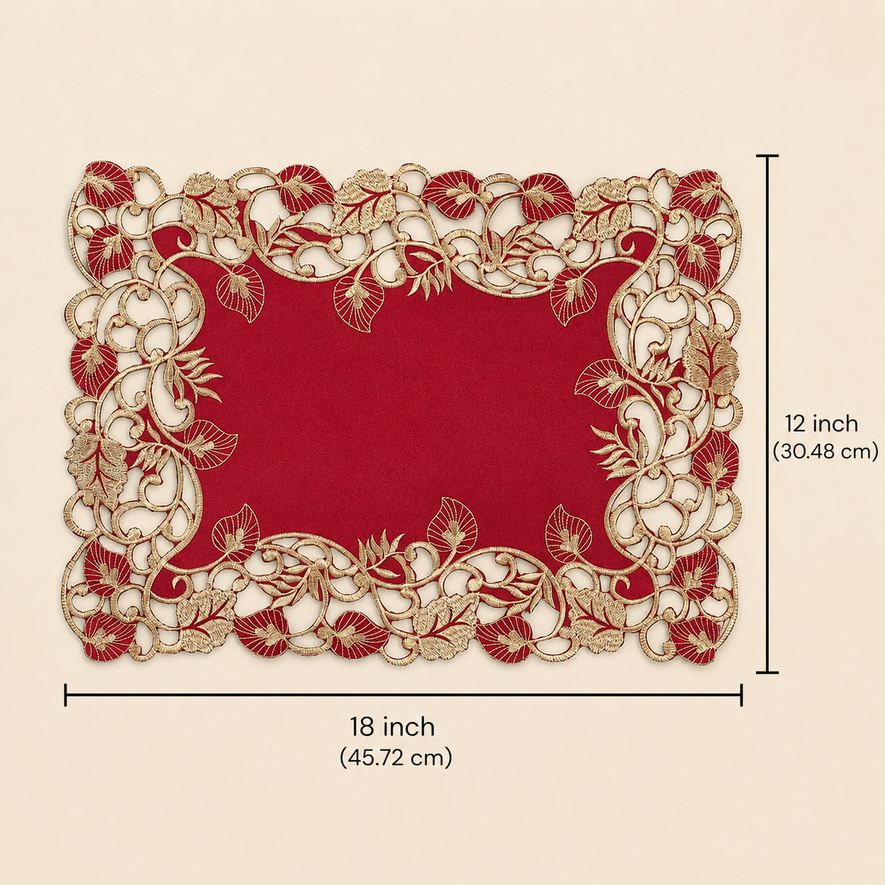 Royal Garnet – Burgundy Gold Table Placemats, Tarantino Collection Elegant Dining Décor 12*18 inch