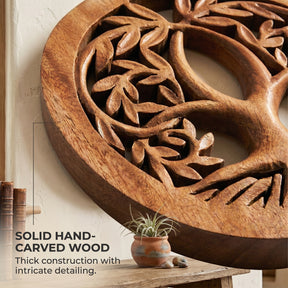 Tree of Life Sculpture – Medium Handcrafted Wooden Art | Acacia Wood Decor