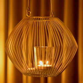 White and Gold Candle Holder Lantern