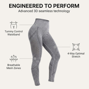 Yogazen Women's High-Waist Seamless Leggings – Light Gray