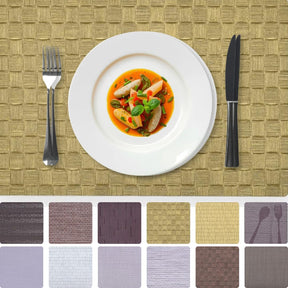 Set of 4 and 6 PVC placemats by 618EVA-7-2-4, featuring colorful, durable PVC material for dining table protection.