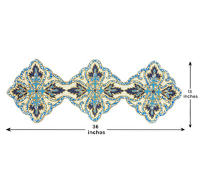 Beaded Table Runner - Blue White 54" x 13"
