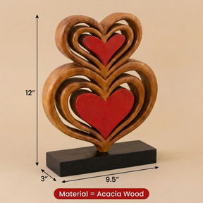 Twin Souls – Handmade Wooden Hearts Sculpture, Symbol of Love