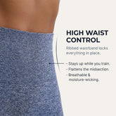 High Waist Leggings, Seamless, Ruched Back, Blue, Yogazen