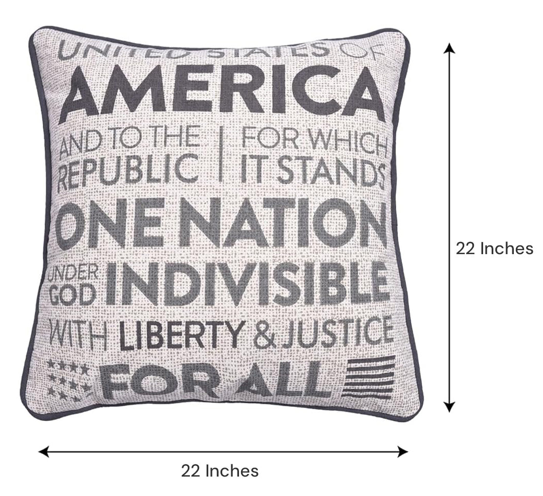 Patriotic Design Printed Throw Pillow Cover - 18 x 18 Inches