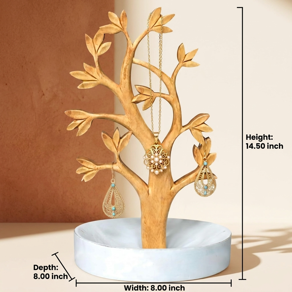 Wood Jewelry Tree – Solid Wood Organizer & Handcrafted Jewelry Hanging Stand