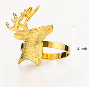 Festive Charm – Napkin Rings in Gold Reindeer Design, Artistic Decorative Dining Table Décor