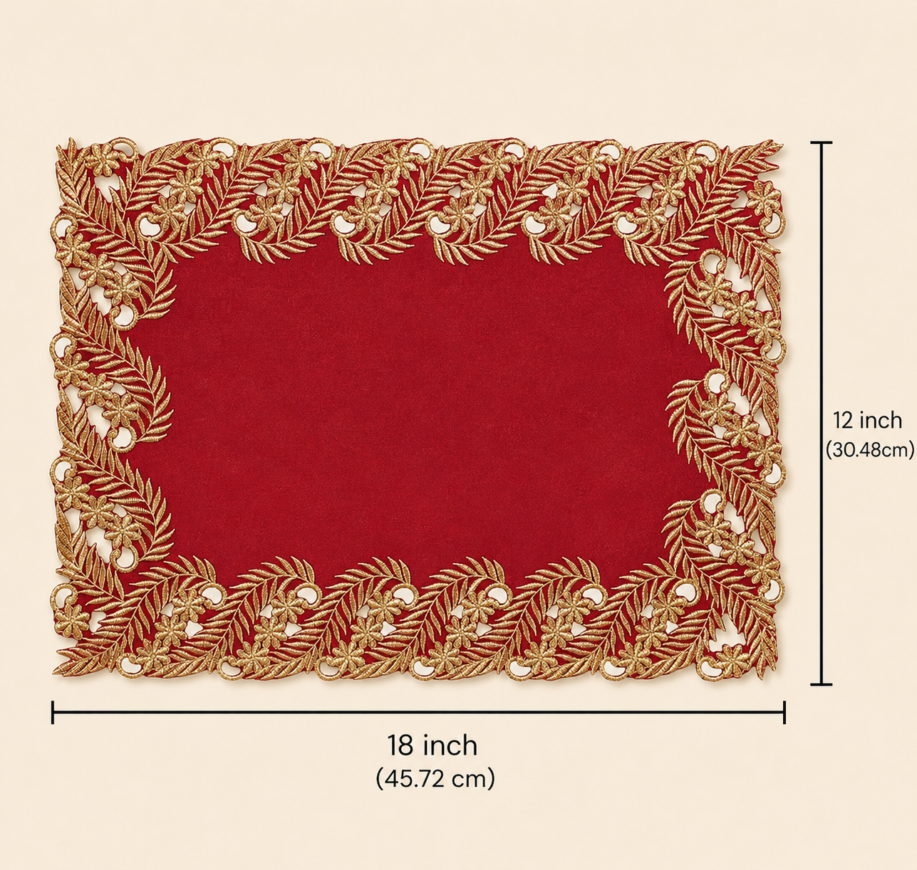 Wine Grace – Burgundy Gold Table Placemats, Anyce Collection Modern Dining Décor 12*18 inch
