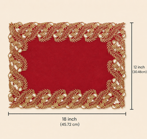 Wine Grace – Burgundy Gold Table Placemats, Anyce Collection Modern Dining Décor 12*18 inch