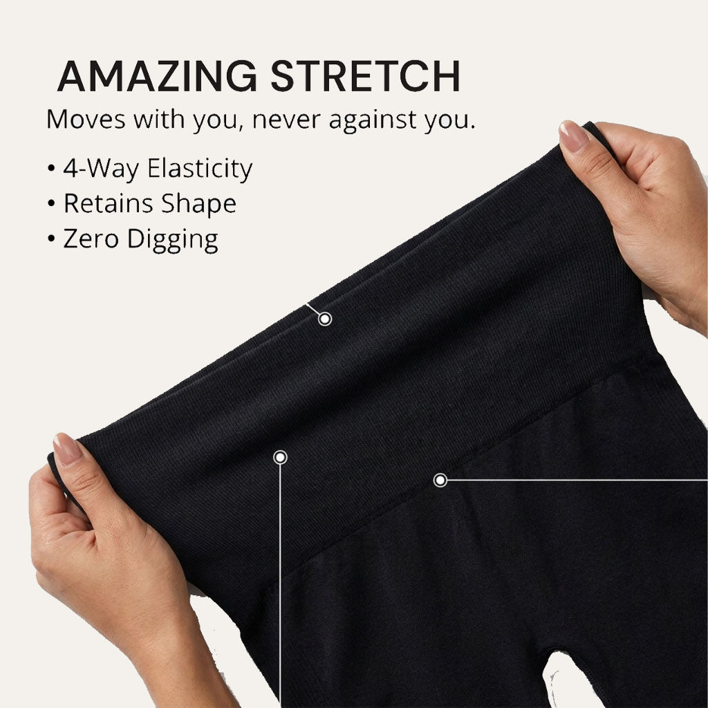 High Waist Leggings, Yogazen Seamless Black, Ruched Back Yoga Fit