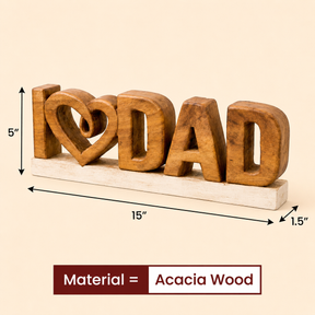 Emmeric Love Dad – Handmade Wooden Sculpture, Decorative Father’s Day Gift