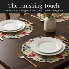 Beige Sandy Dune table doilies from Maliana Collection, 15-inch elegant dining décor, crafted by RIZ-007-DL brand.