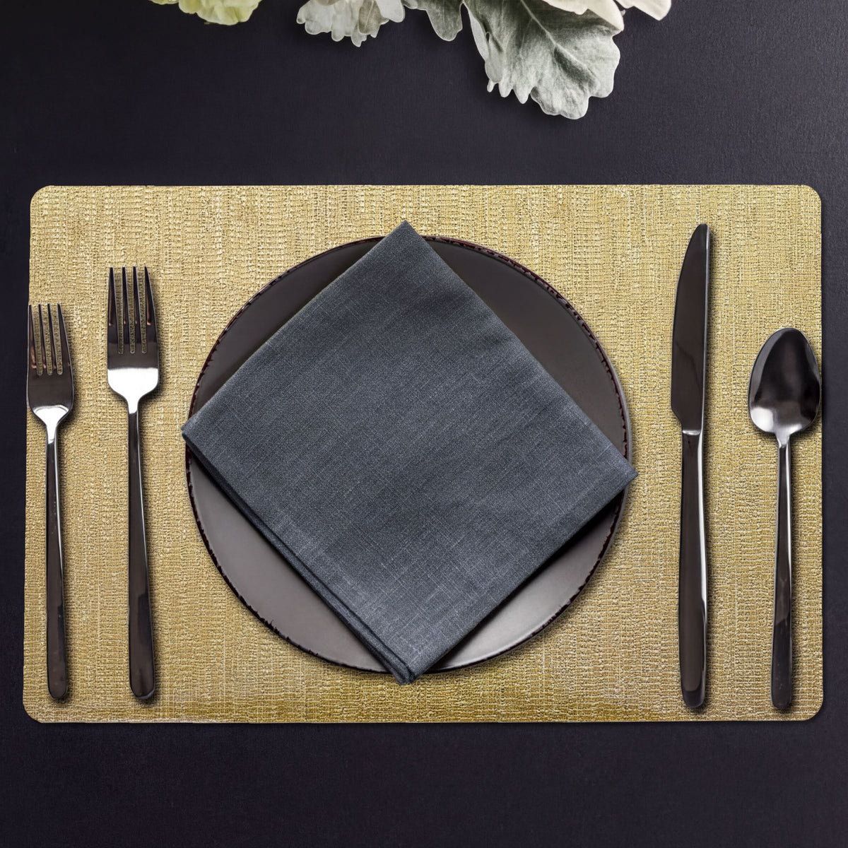 Set of 8 woven PVC placemats by TH1900601, durable and stylish table mats for dining and entertaining.