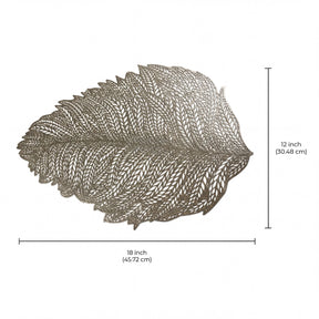 Set of six leaf-shaped vinyl placemats with cut-out design, ideal for enhancing table decor and protection.