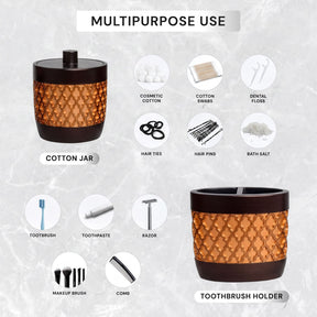 Elegant modern bathroom décor accessories set of 6 from The Wally Collection, featuring stylish bath set pieces and matching design.