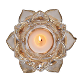 Floral Clear Glass Tea Light Candle Holder - Decozen