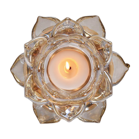 Floral Clear Glass Tea Light Candle Holder - Decozen