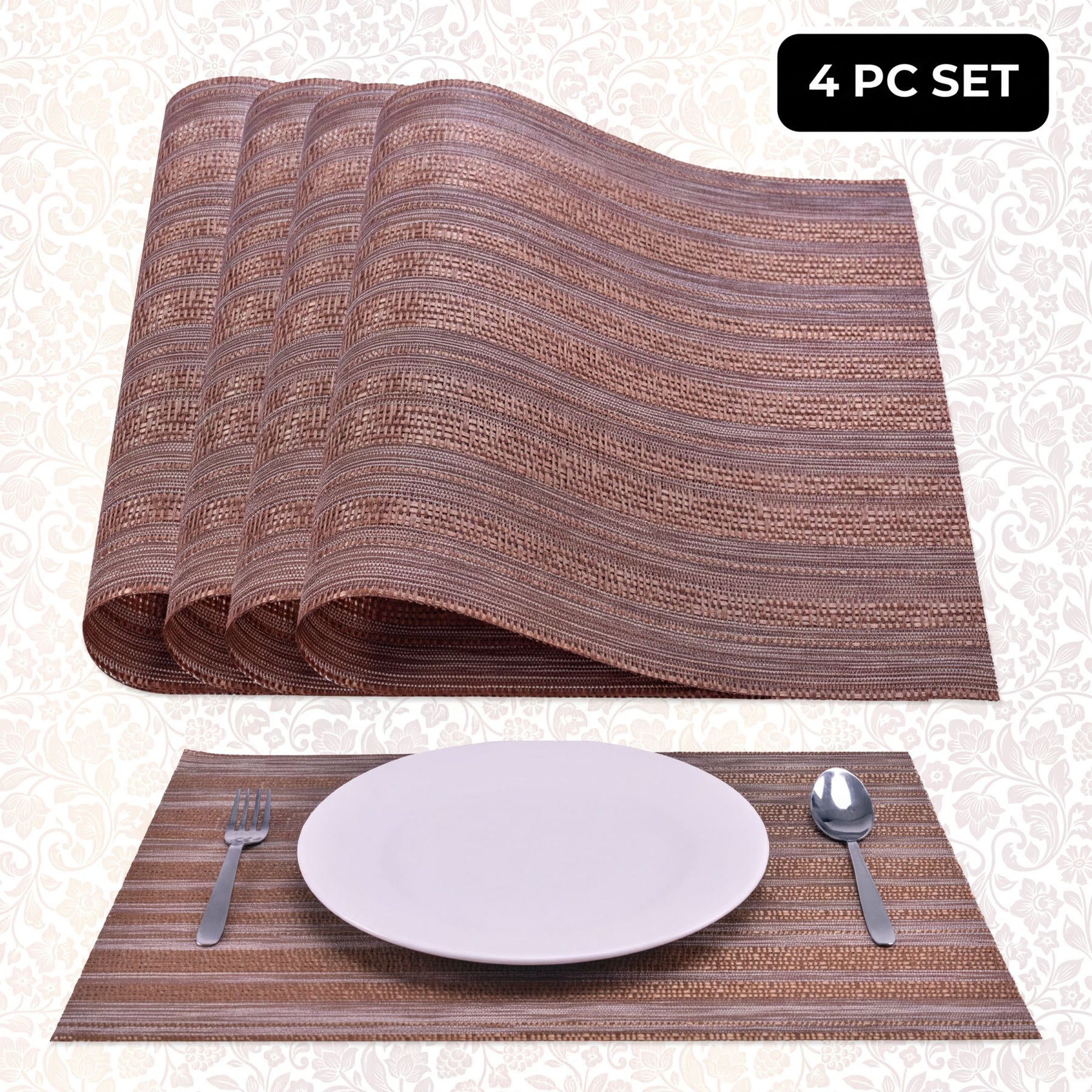 Set of four PVC placemats for dining table by 81810, featuring durable, colorful surface to protect your table during meals.